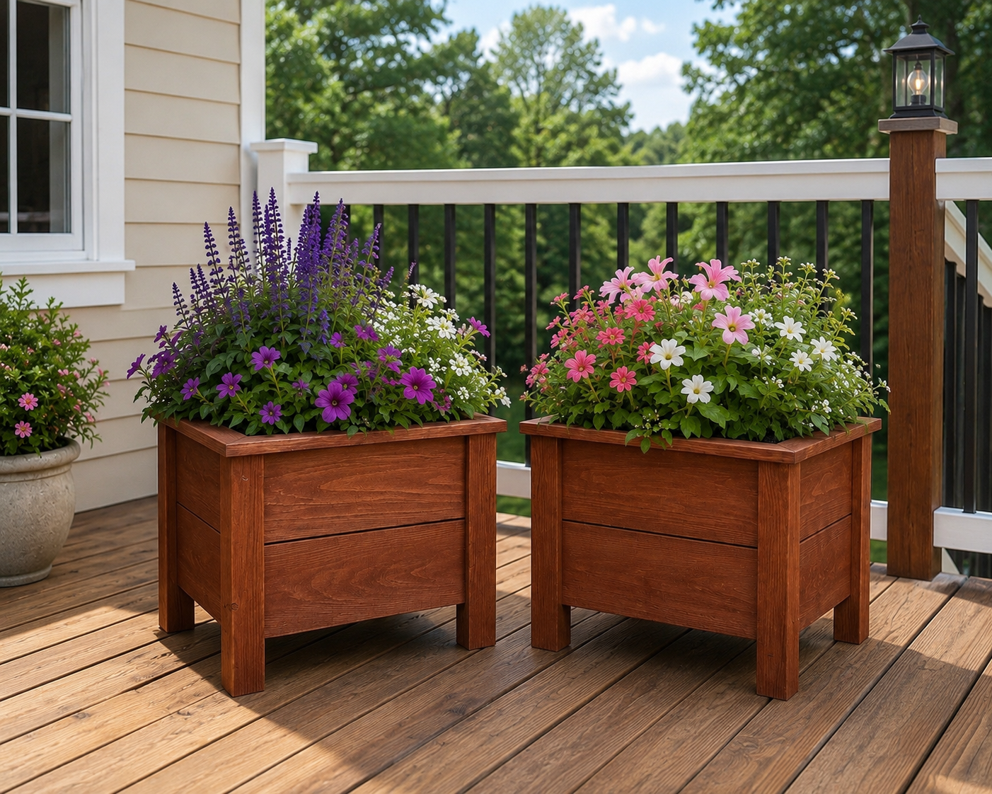Rustic Wooden Planter Boxes - Set of 2