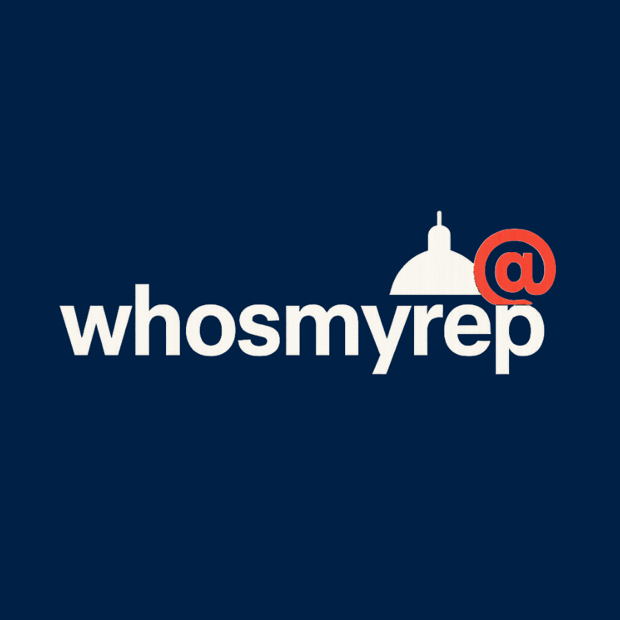 Logo for Whosmypress with a white dome and red '@' symbol on a dark blue background.