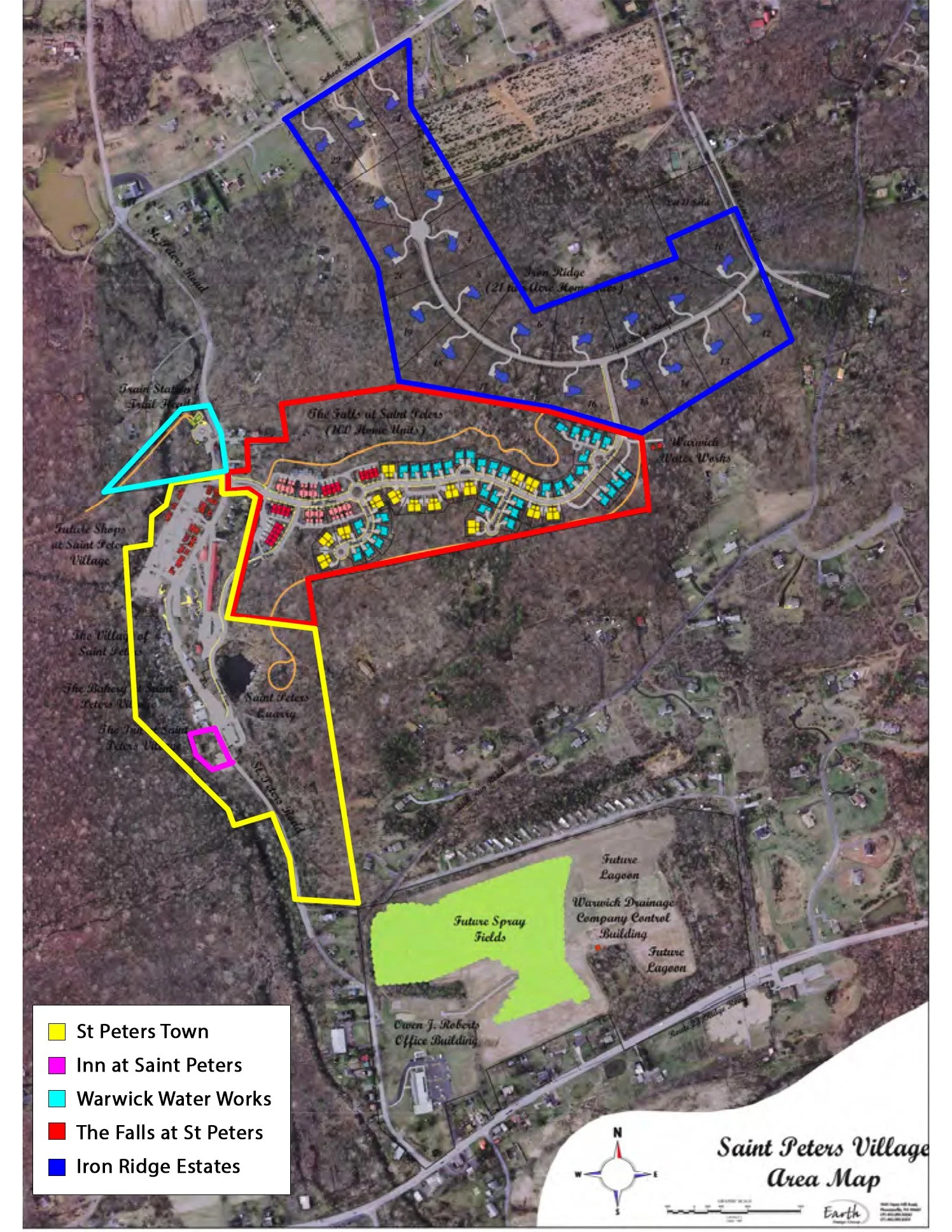 Saint Peter's Village area aerial map