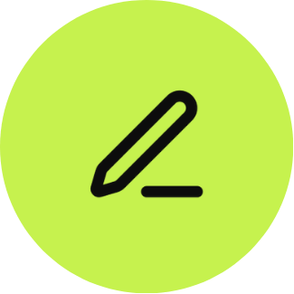 Icon of a black pencil on a green circular background