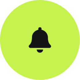 Notification bell icon on a green circular background