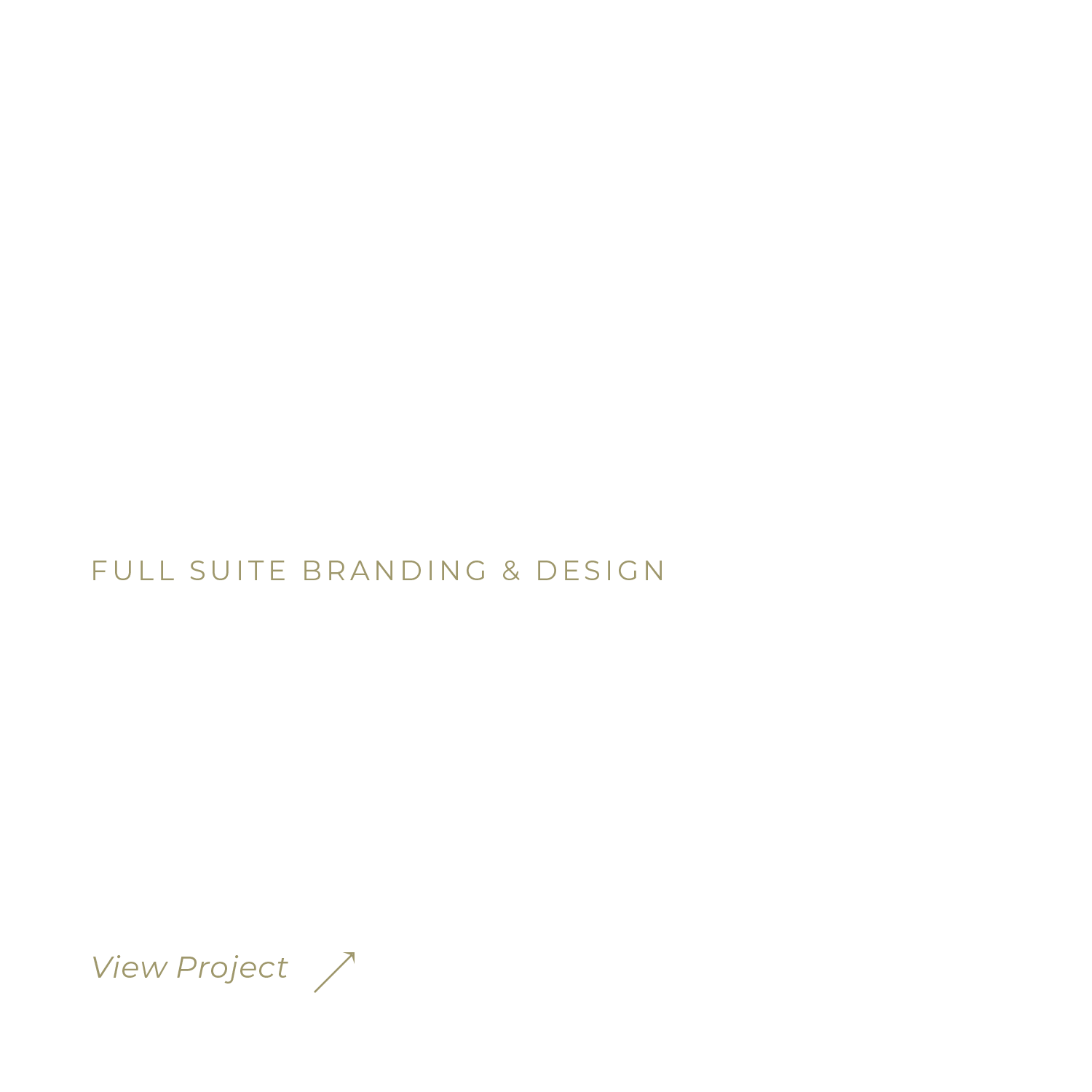 Black background with white and beige text promoting a branding and design project for Maison France Luxe, emphasizing cohesive branding across digital and print, with an arrow pointing to 'View Project'.
