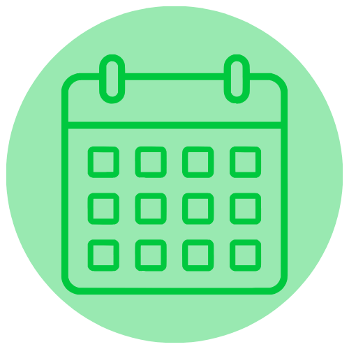 Green filled circle with calendar icon