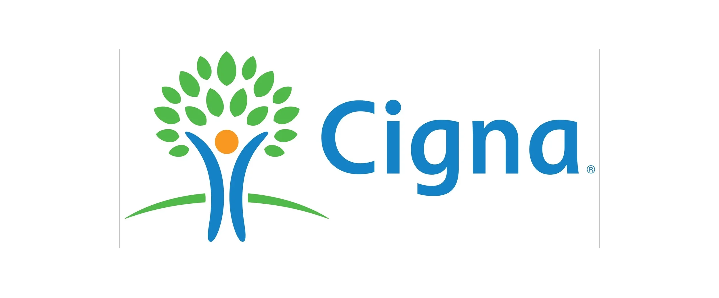 Logo for the Cigna health insurance company featuring a stylized tree with green leaves, an orange circle in the center, and the word 'Cigna' in blue text.