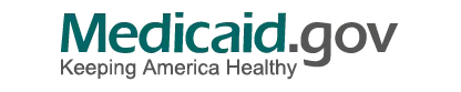 Medicaid logo with teal and black text