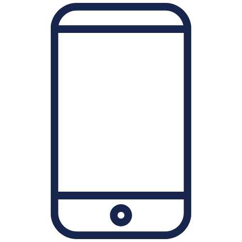 Outline drawing of a smartphone with a circular home button at the bottom center.