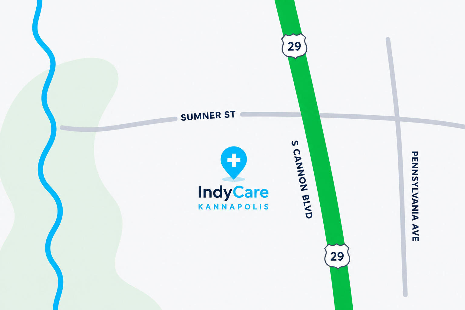 Map of the location of the IndyCare clinic in Kannapolis, NC