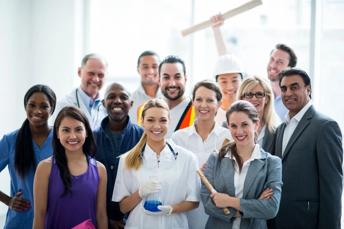 Variety of workers standing together