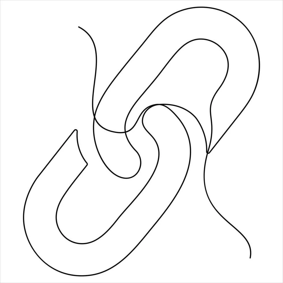 Abstract line drawing with interconnected and looping lines forming a tangled pattern.