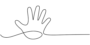 Line drawing of a hand with five fingers extended.
