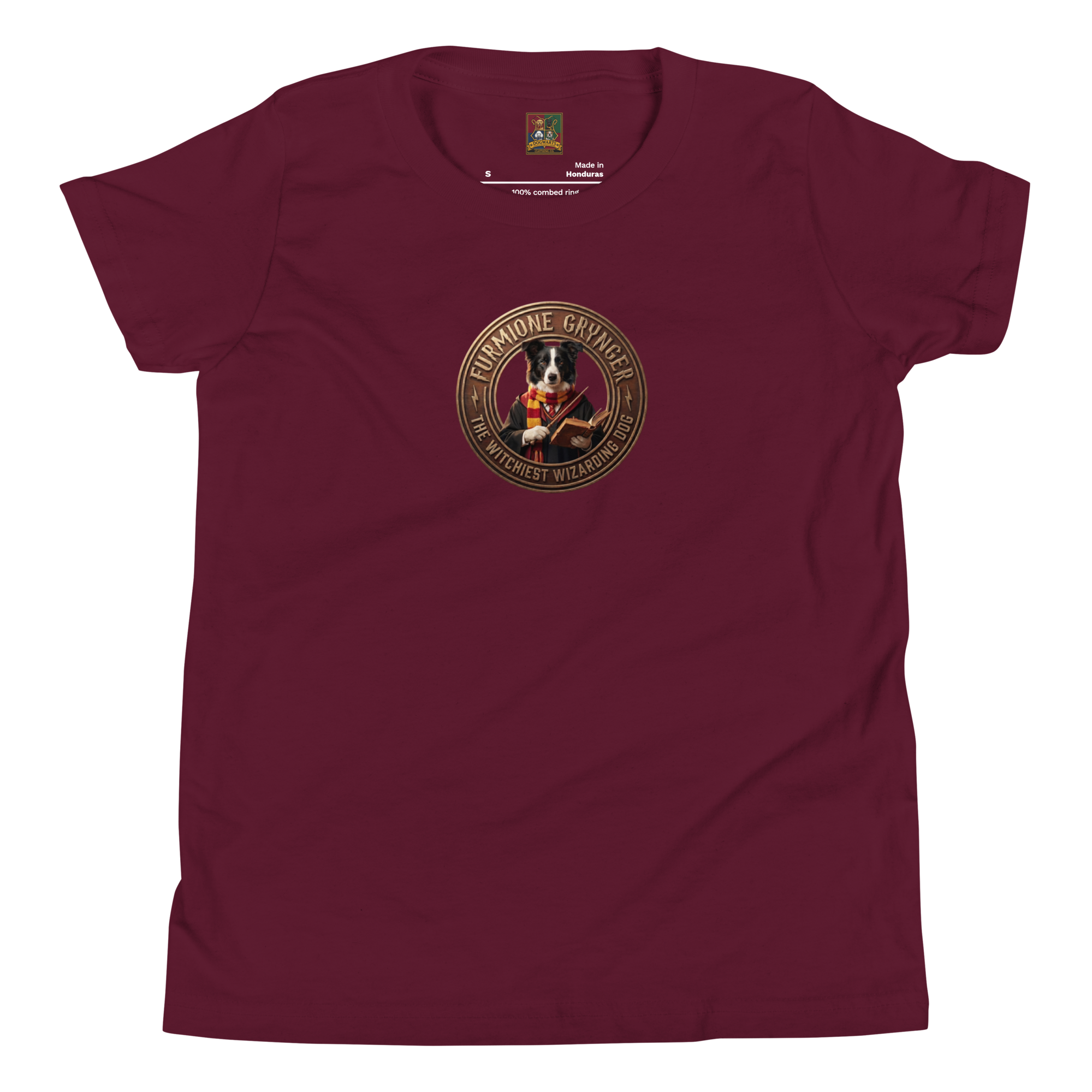 youth-staple-tee-maroon-front-6a60e3f18d765.png