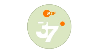 Logo des Fernsehsenders ZDF mit orangefarbenem ZDF-Kreis und weißer Zahl 37 auf grünem Hintergrund.