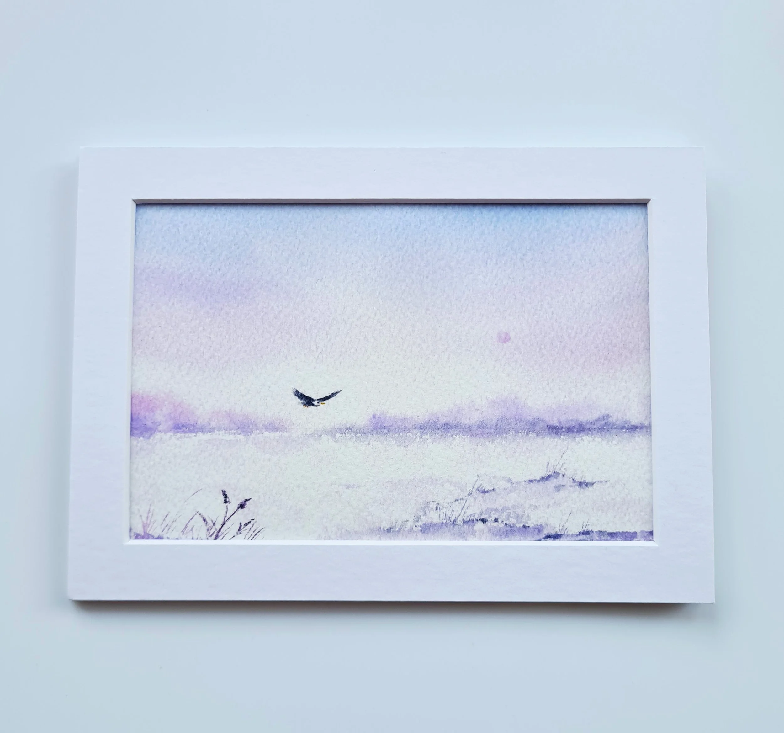 Arctic Snow Scene Art Print in Purple Tones, Frozen Landscape.jpg
