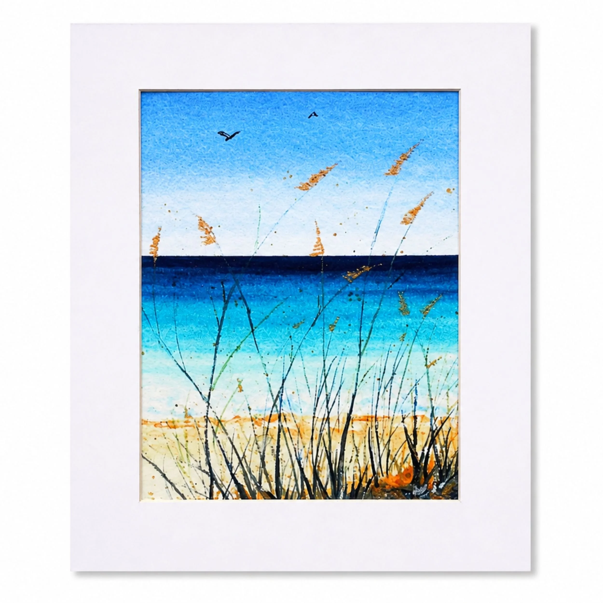 Coastal Calm Watercolour, Art Print A4