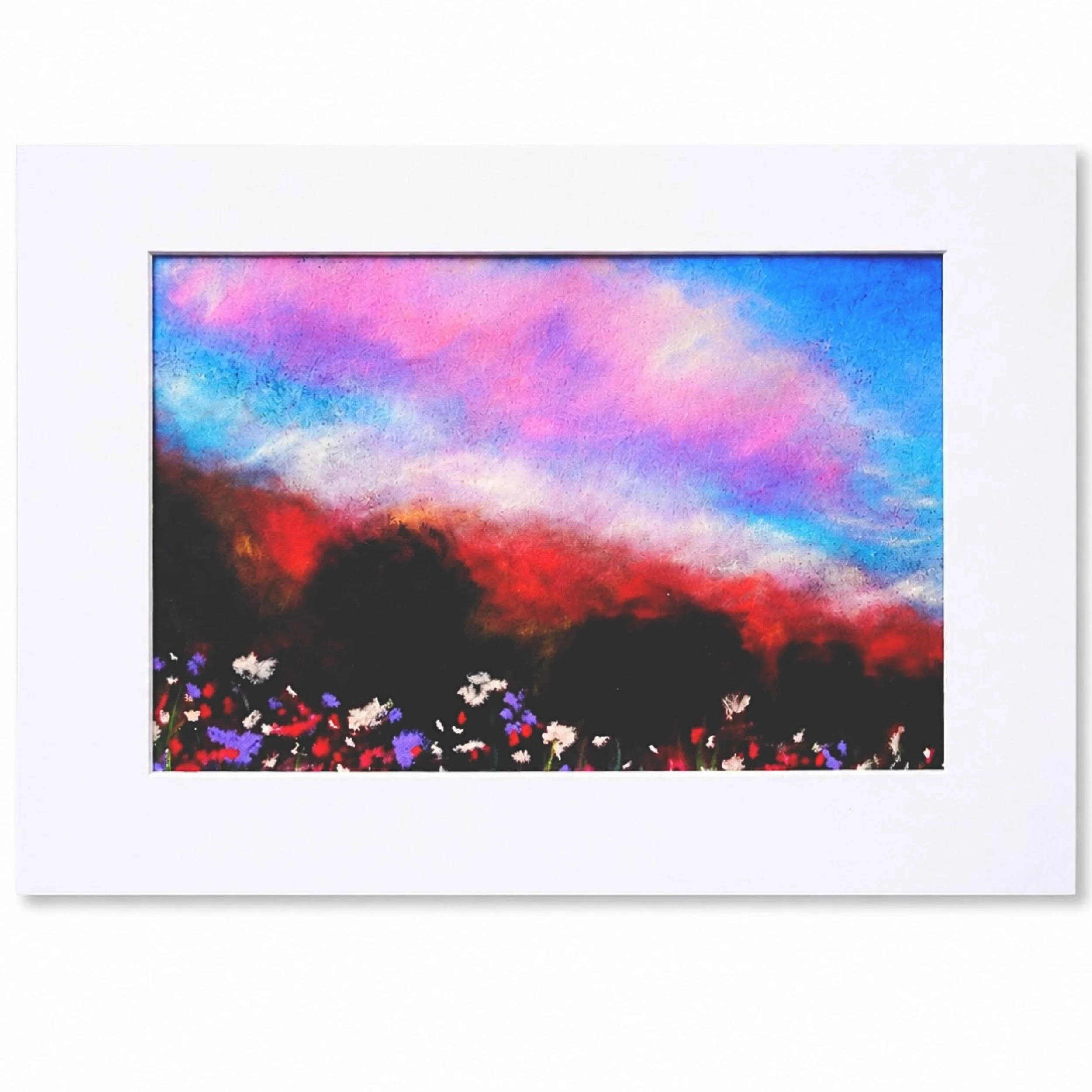 Floral Meadow in Chalk Pastels, Art Print 5" x 7"