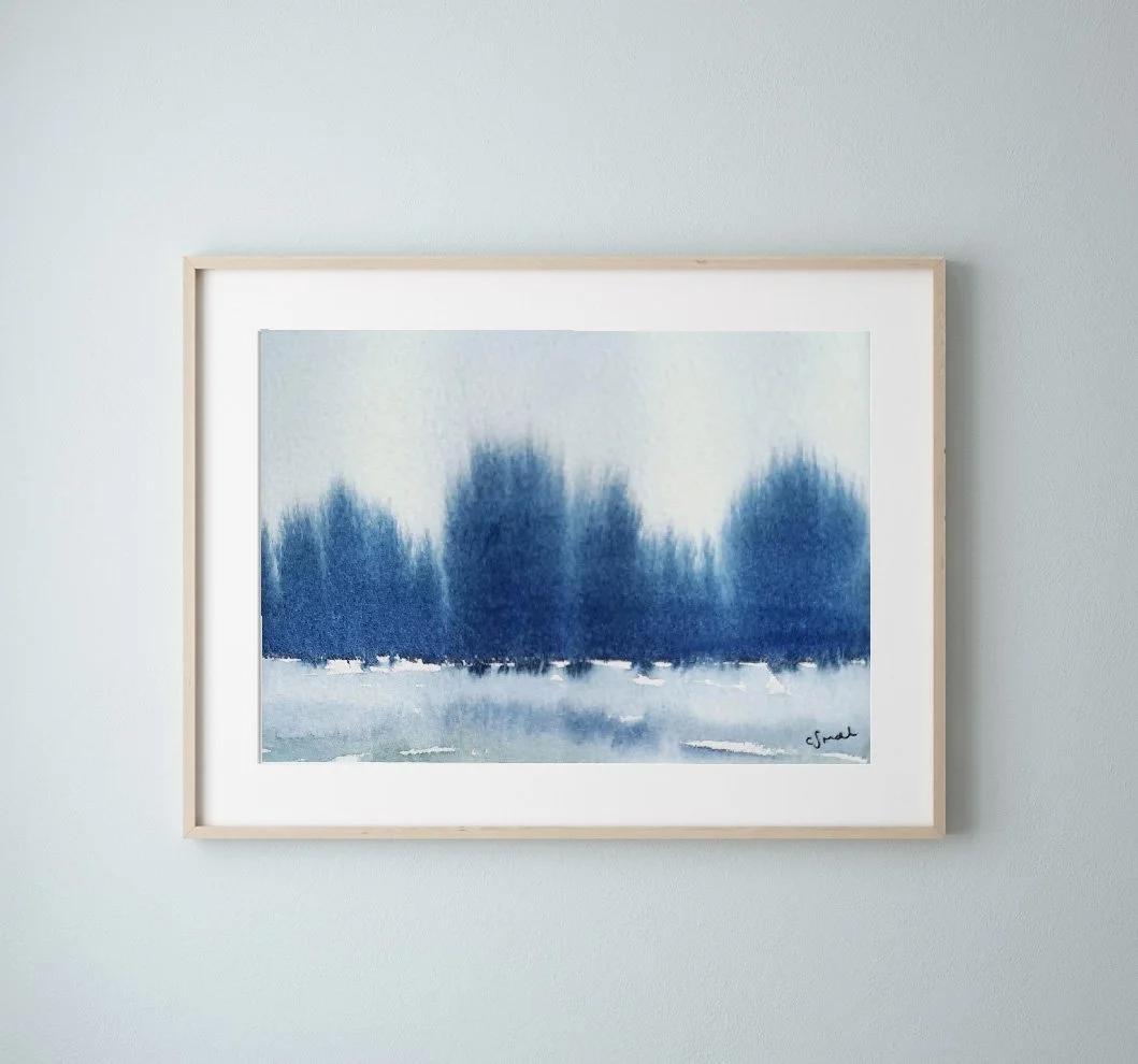 Frozen Abstract Landscape Art Print from Original Watercolour Painting Stock.jpg