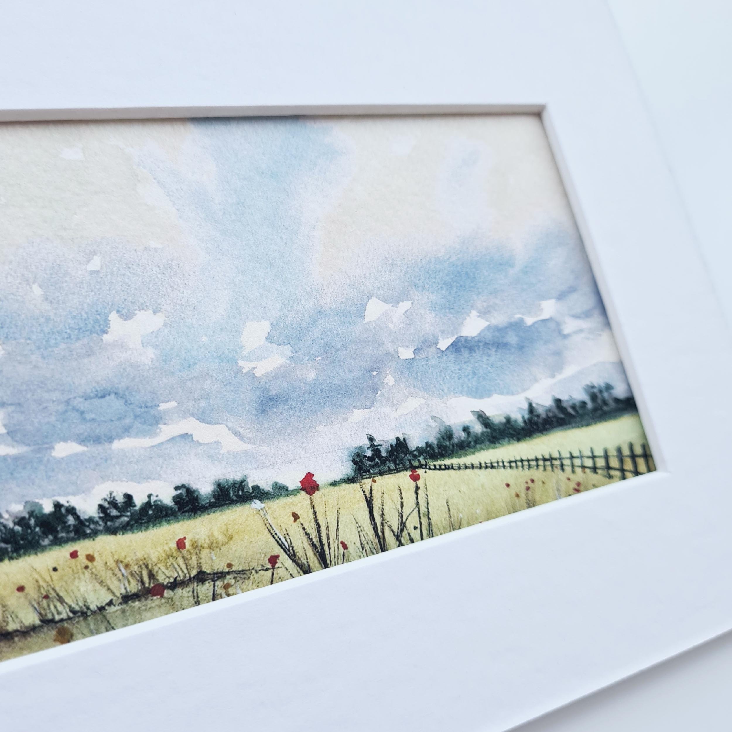 English Countryside Landscape Nature Painting with farmland and poppies 3.jpg