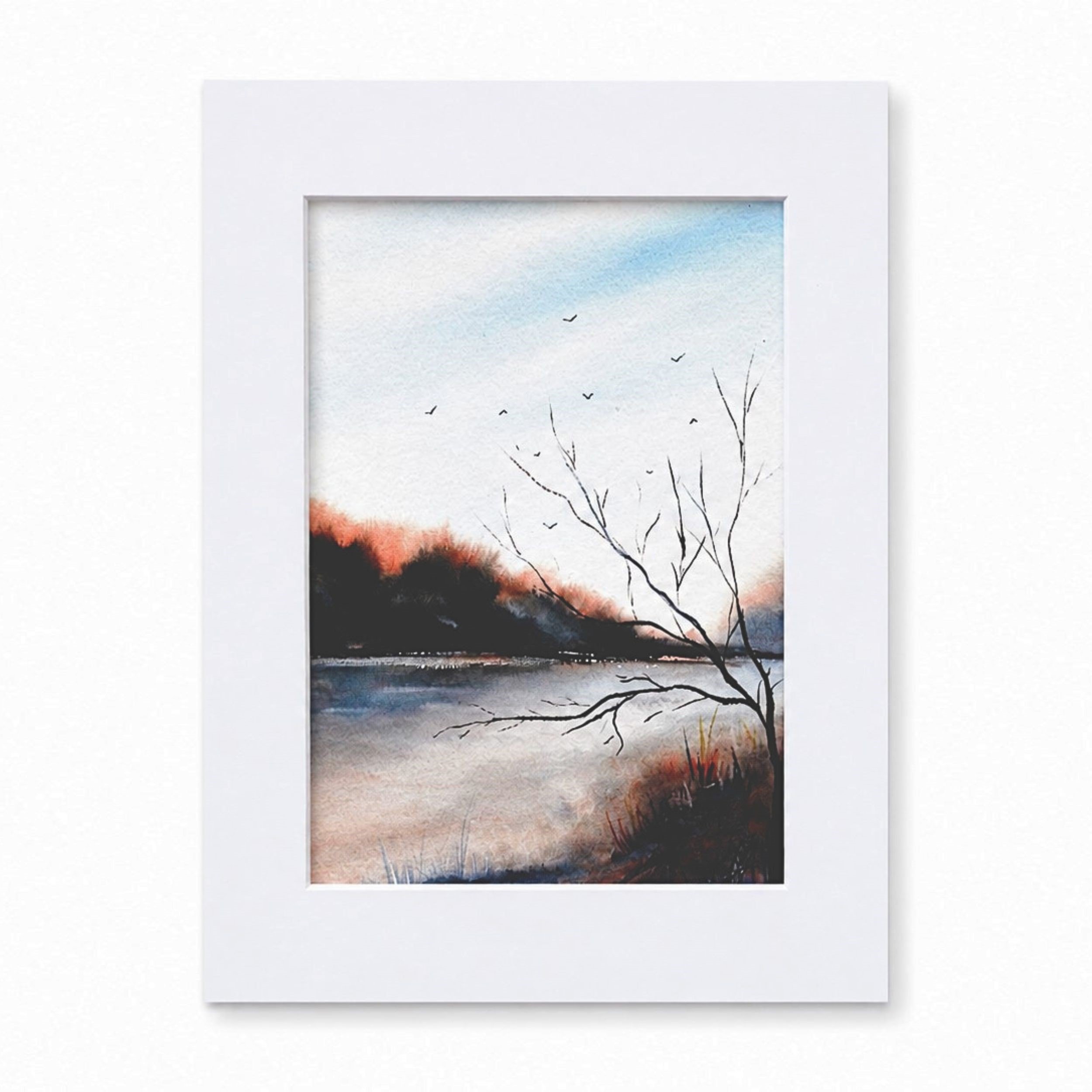Autumn Lake, Art Print 5" x 7"