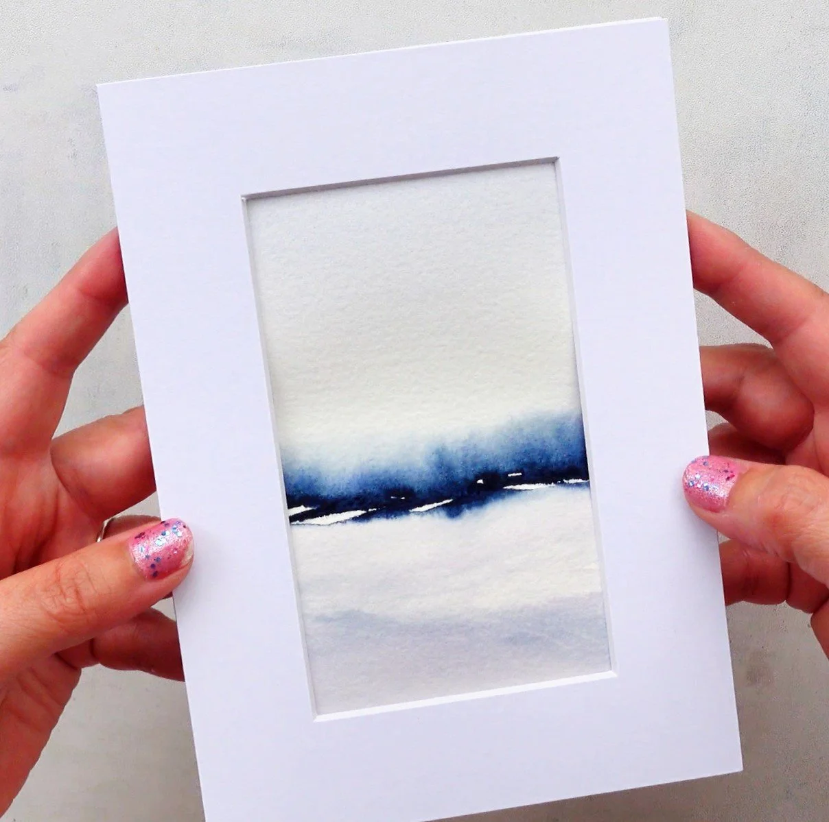 Minimalist Watercolour Painting in Lavender and Indigo 5" x 7"