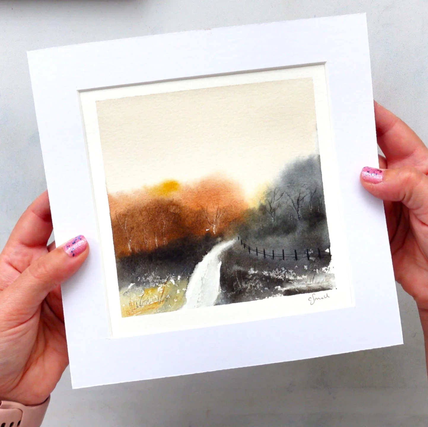 Atmospheric Semi-Abstract Landscape Painting 8" x 8"
