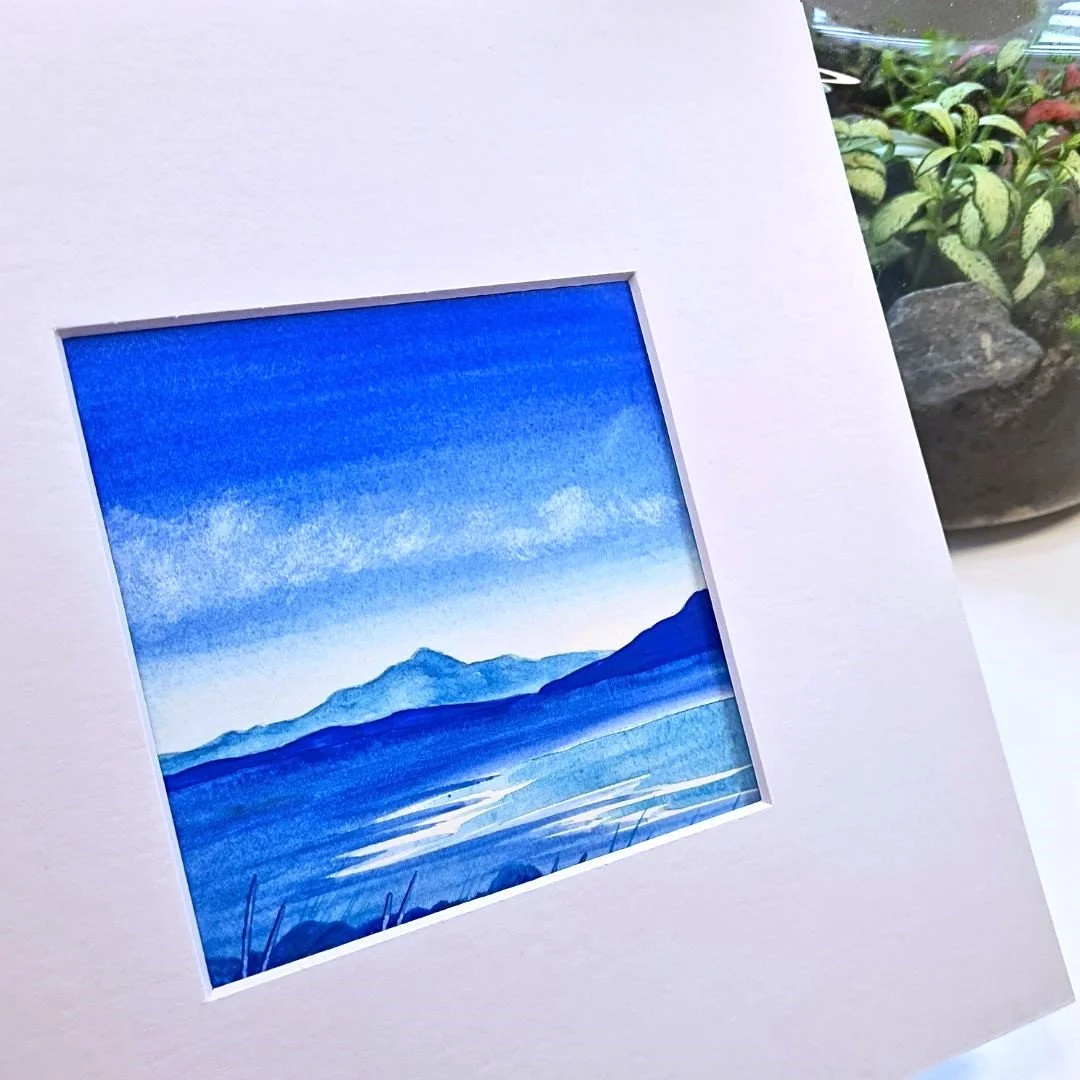 Blue Beyond Gouache Seascape Painting 8" x 8"