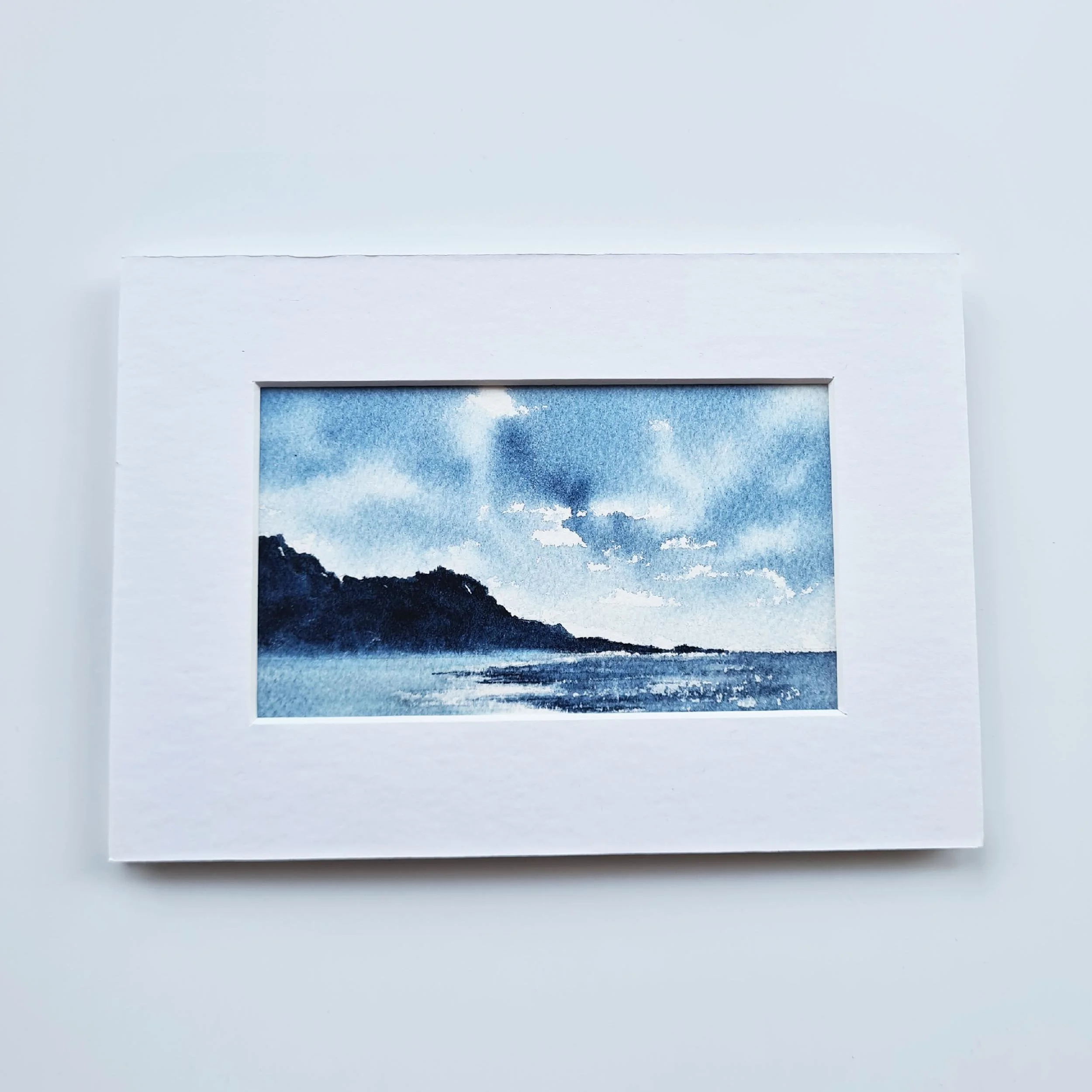 Deep Blue Monochrome Seascape Art Print.jpg