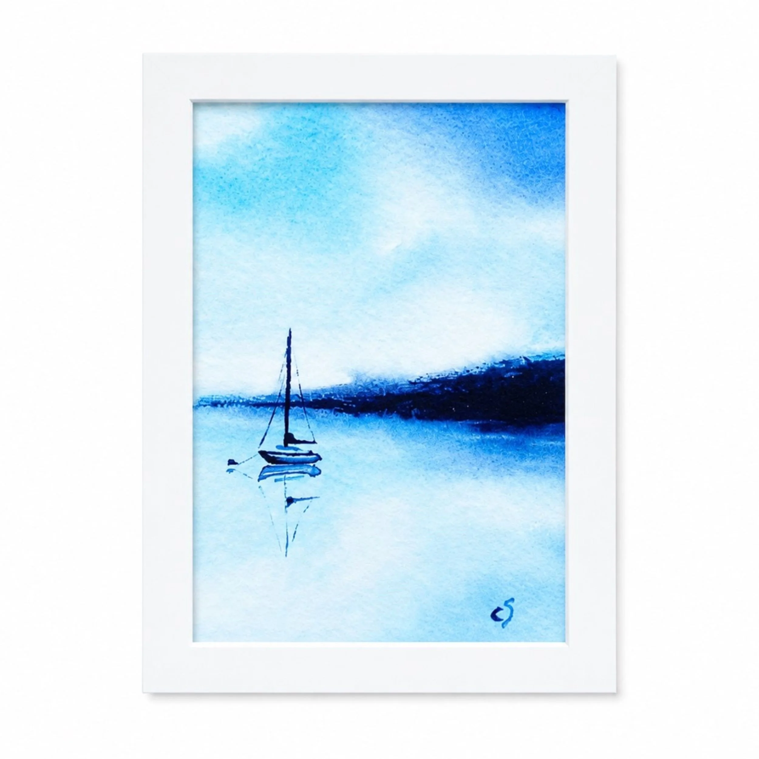 Loose Seascape Watercolour in Turquoise, Art Print 5" x 7"