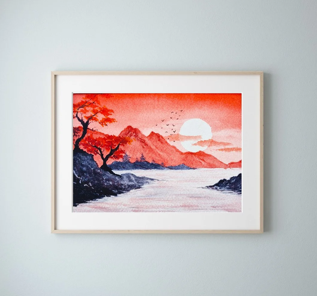 Oriental Landscape Giclee Art Print, Nature Inspired Stock.jpg