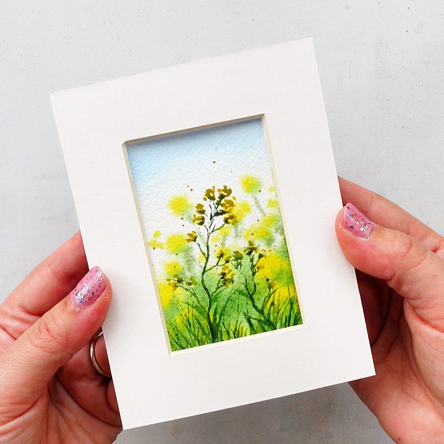 Mini Original Landscape with Yellow Flowers, ACEO | 2.5in x 3.5in