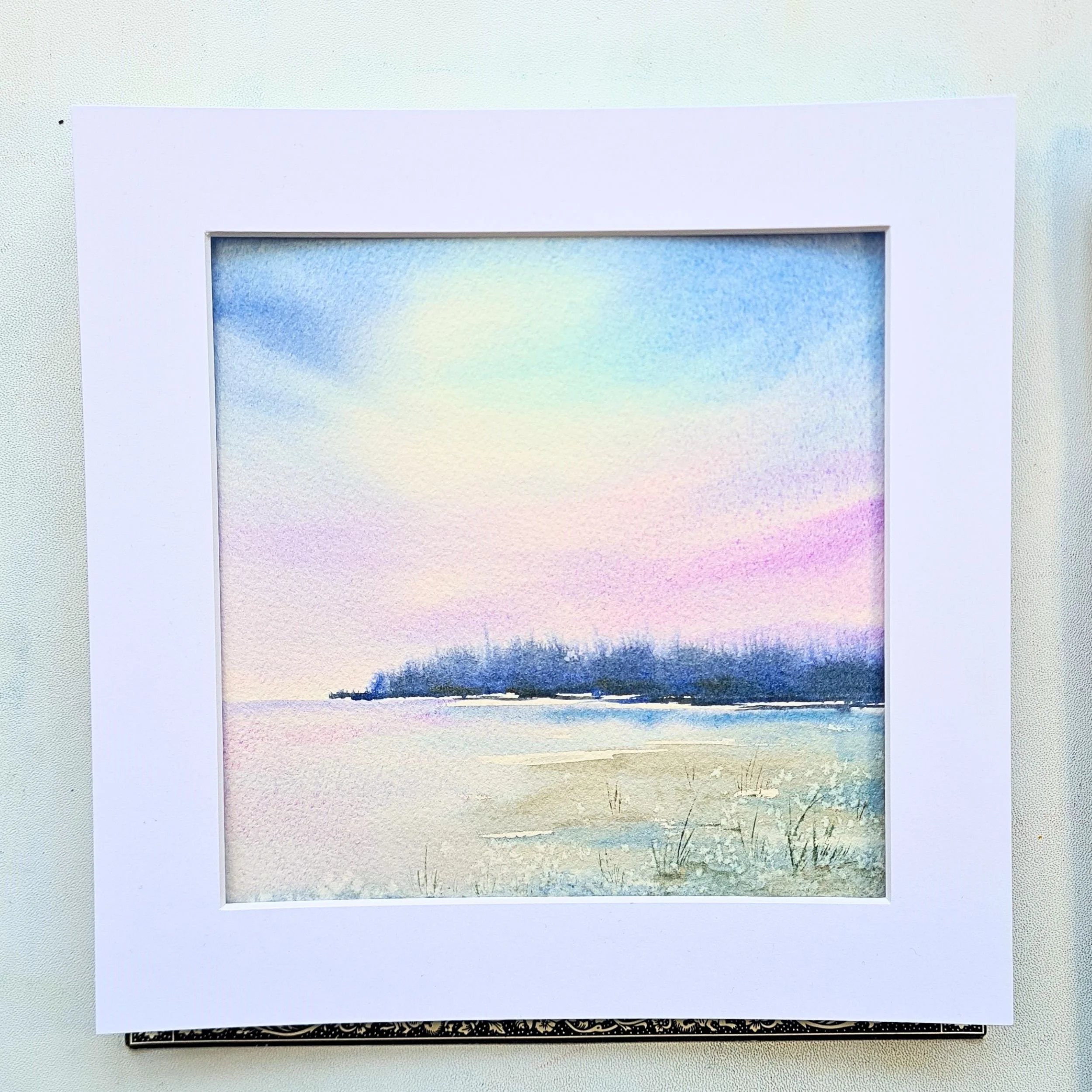 Minimalist Watercolour Landscape in Cobalt Violet 8" x 8"