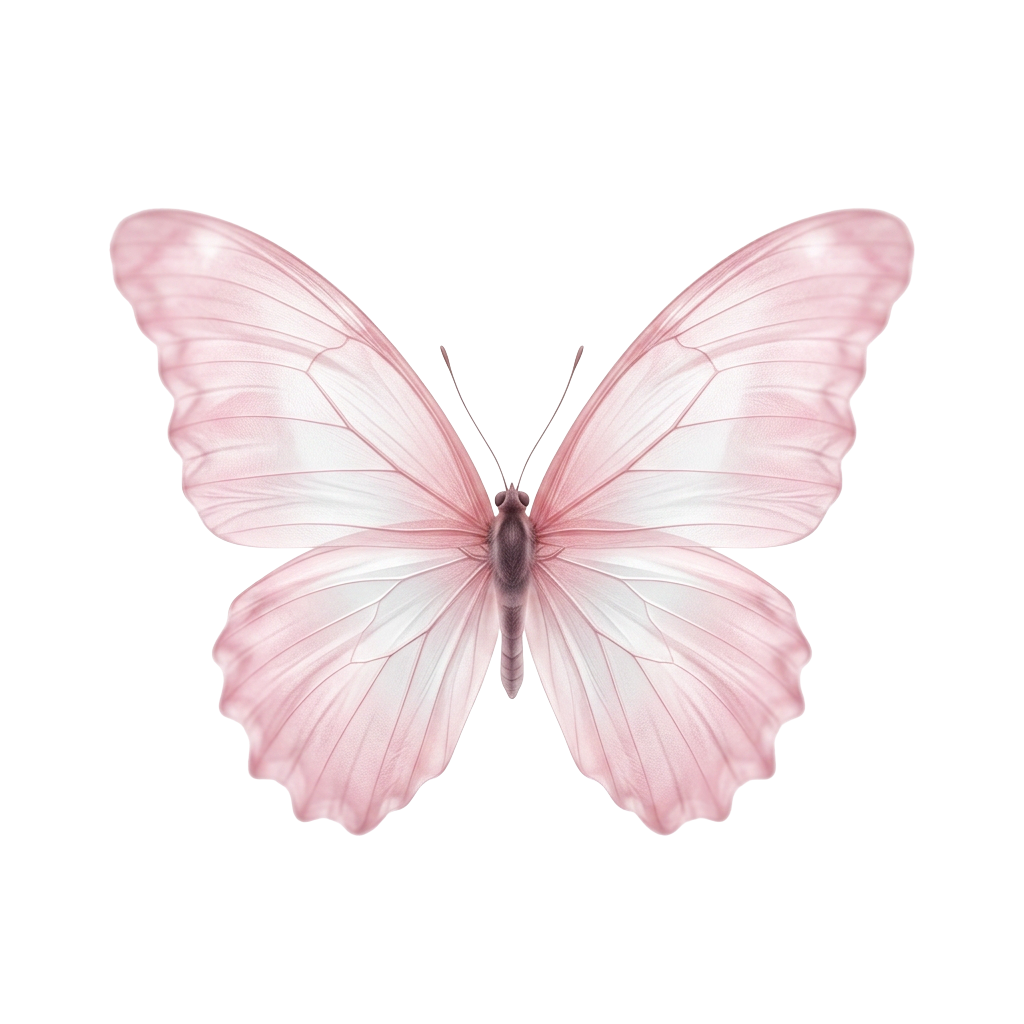 Pink butterfly with delicate, semi-transparent wings.