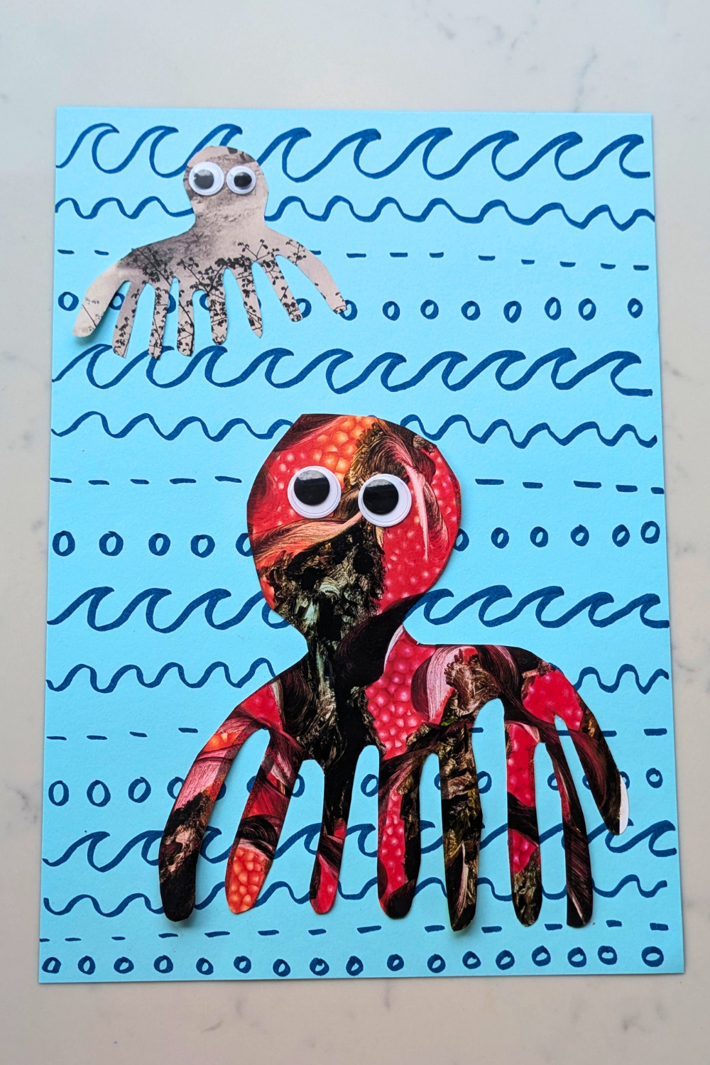 Ocean Creatures Mark Making and Collage
