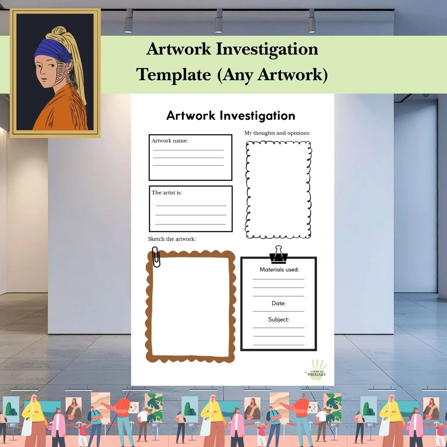 A free template for children to draw and write notes about an artwork.