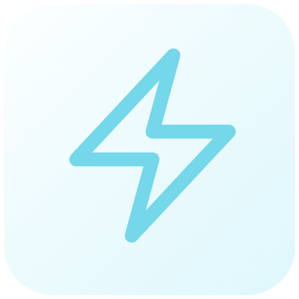 Light blue background with a darker blue lightning bolt icon in the center.