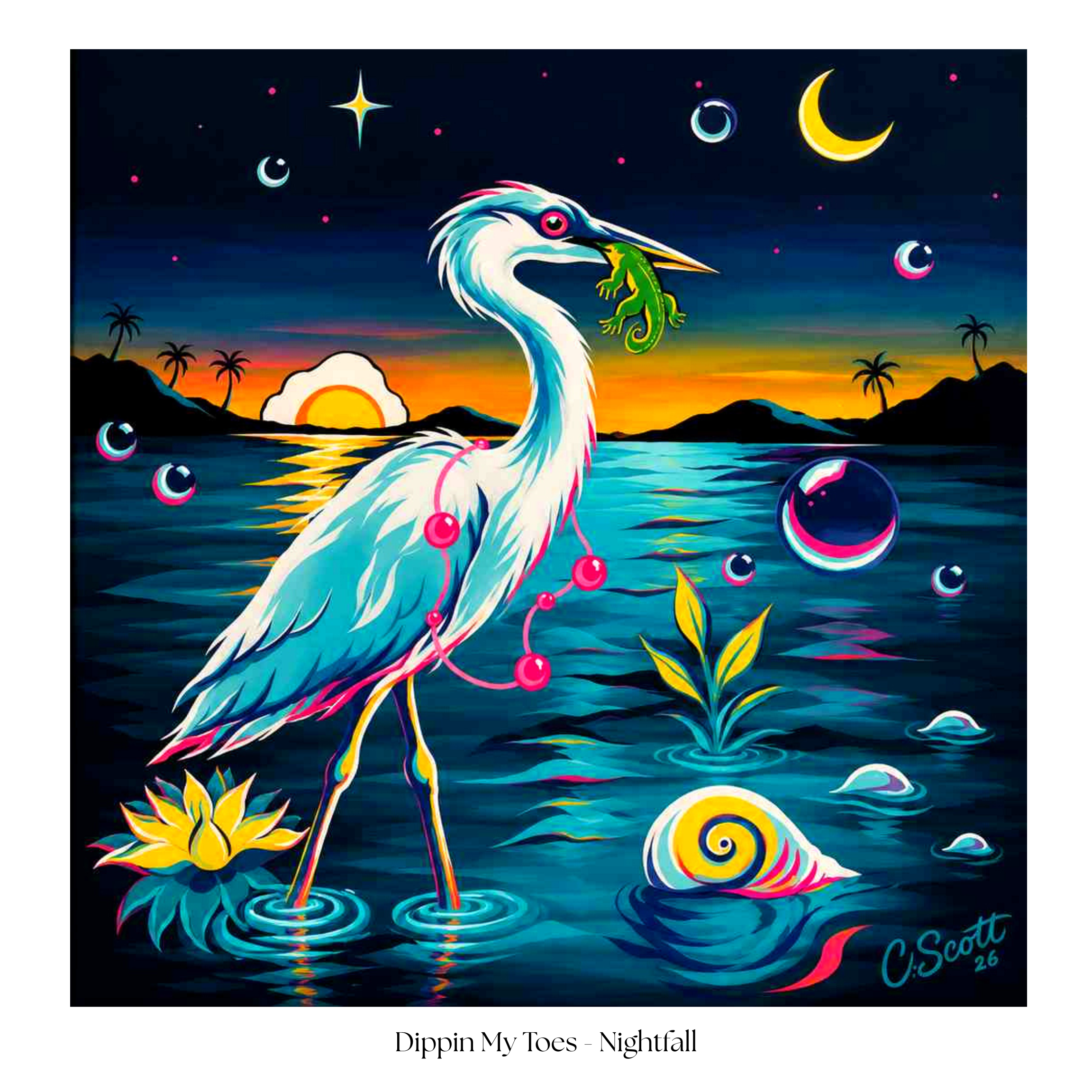24x24 Limited Edition Signed Print "Dippin my Toes - Nightfall "