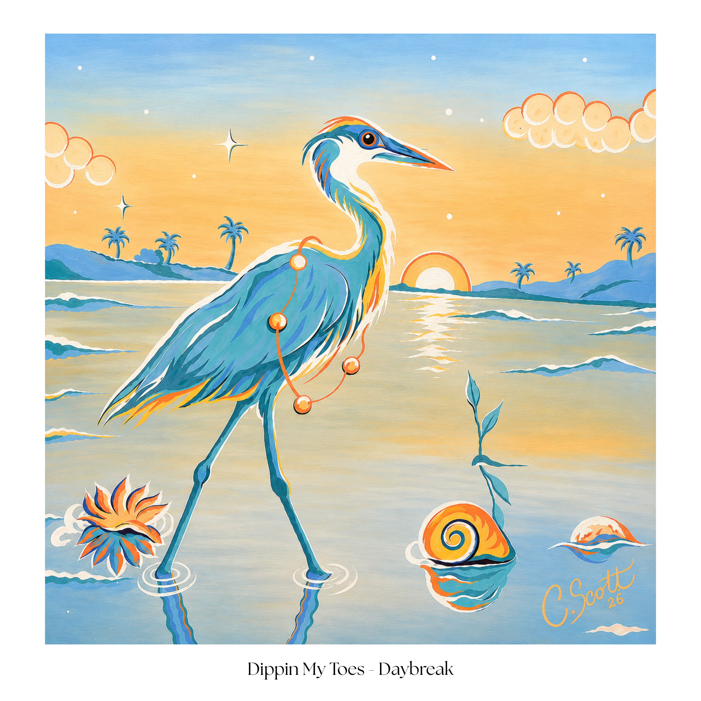 24x24  Limited Edition Signed Print  "Dippin my Toes - Daybreak "