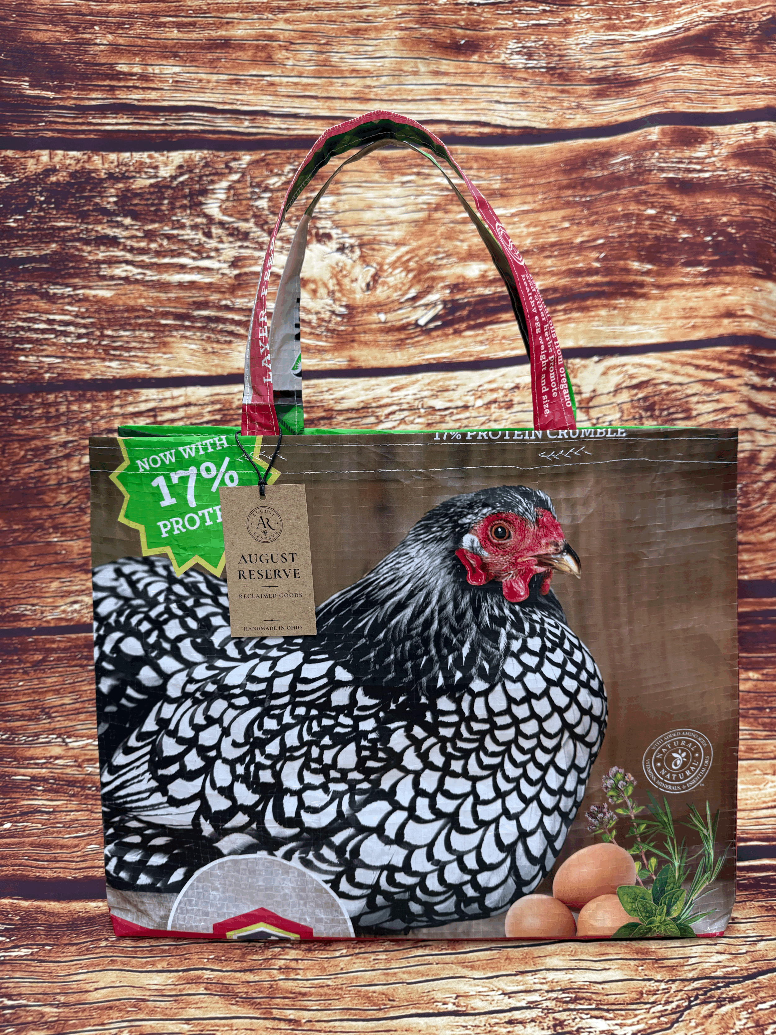 Chicken feed bag Tote - T-01 Laced Hen