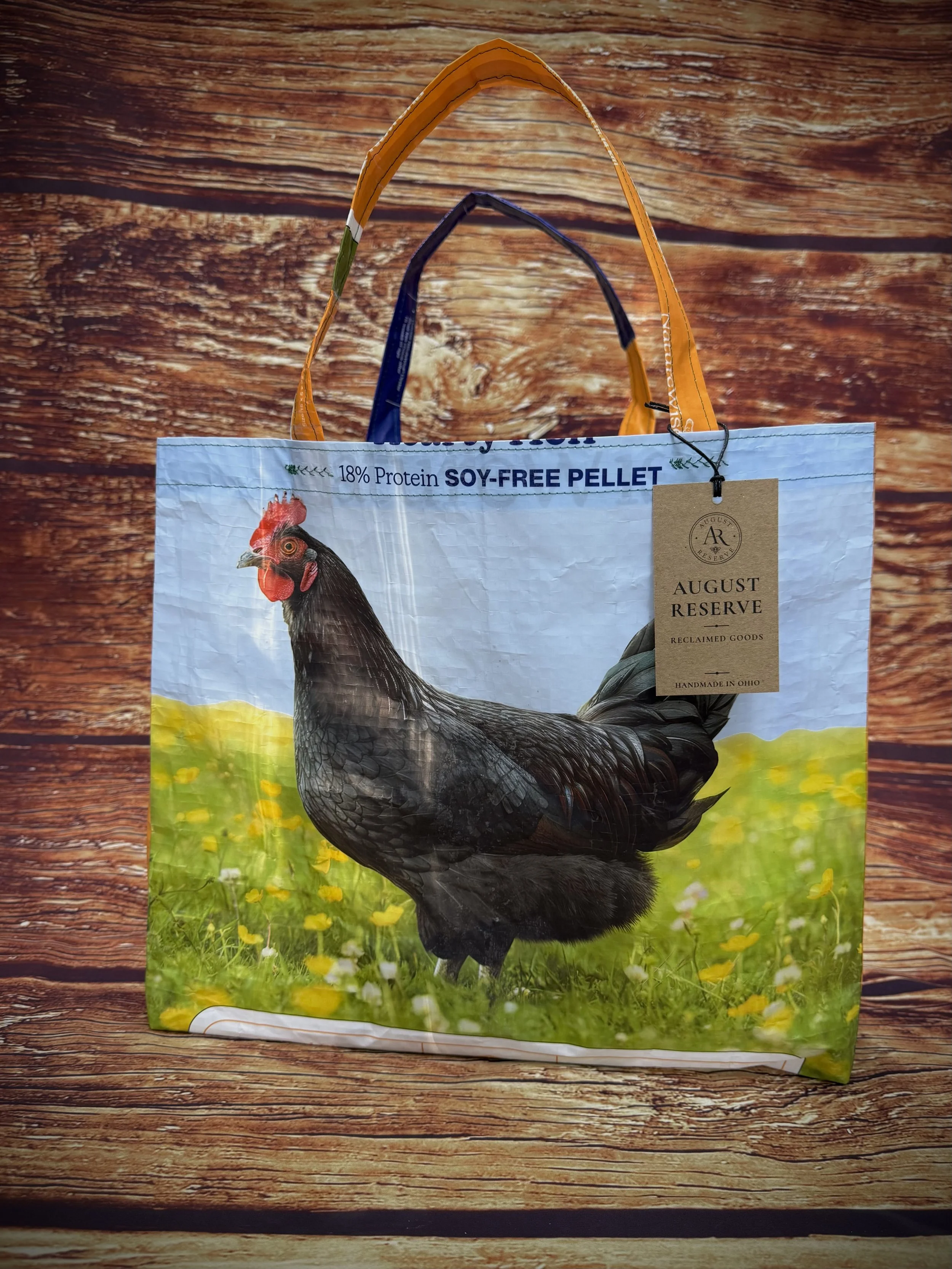 Chicken feed bag Tote - T21 Black chicken
