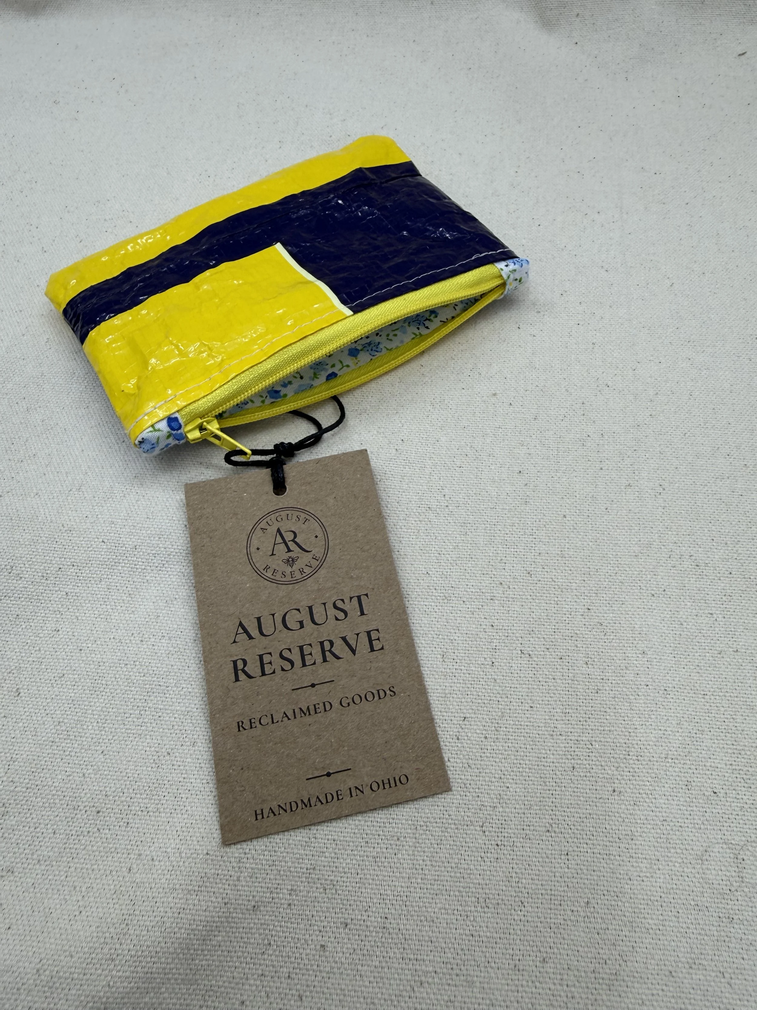 Lined coin pouch - Blue/yellow