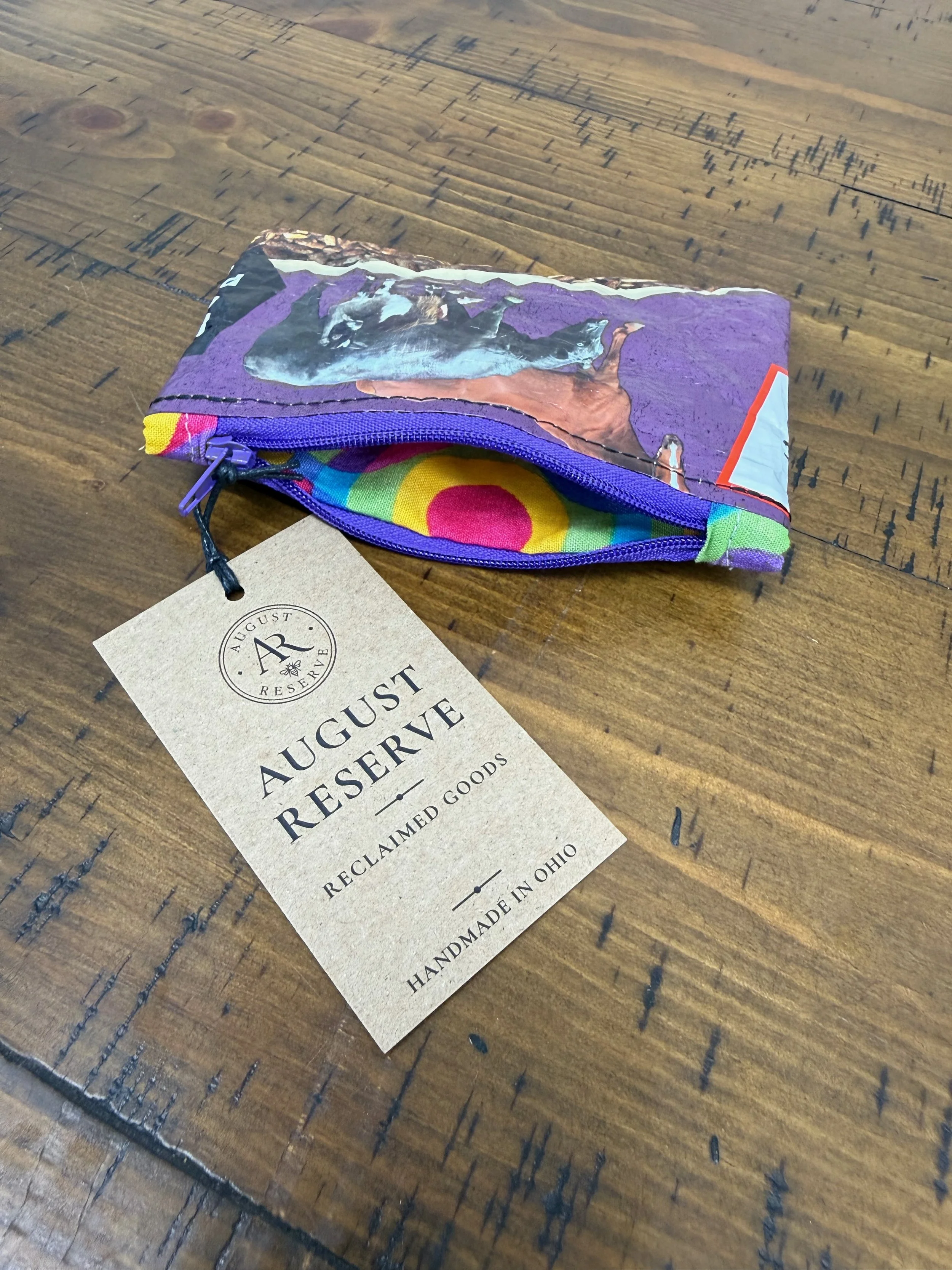 Sweet Feed Horse/Cow Coin Purse - Bright multi-color liner