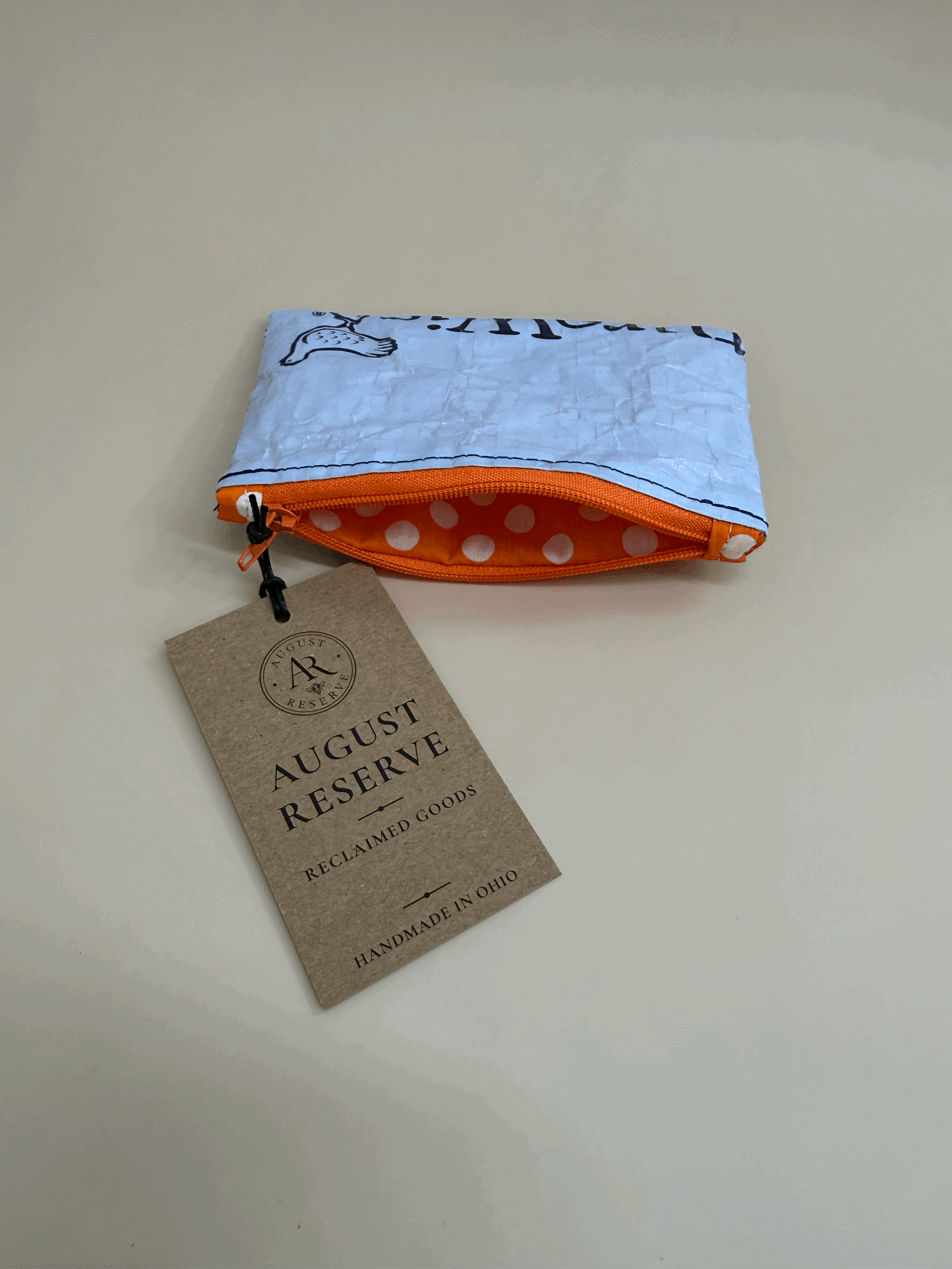 Nature Wise lined coin pouch -Orange dot liner