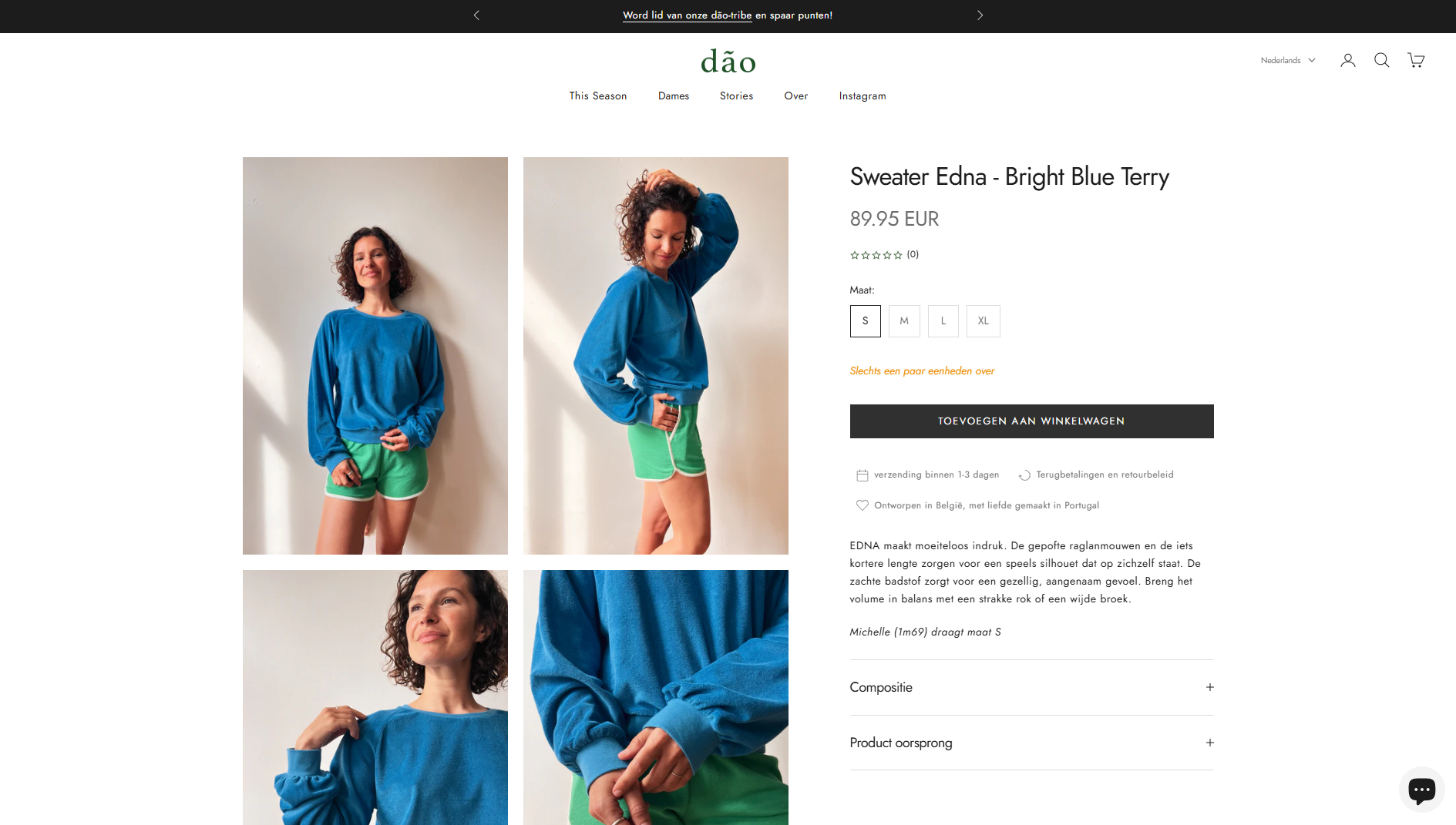 Productpagina van Shopify-webshop The Dão Store