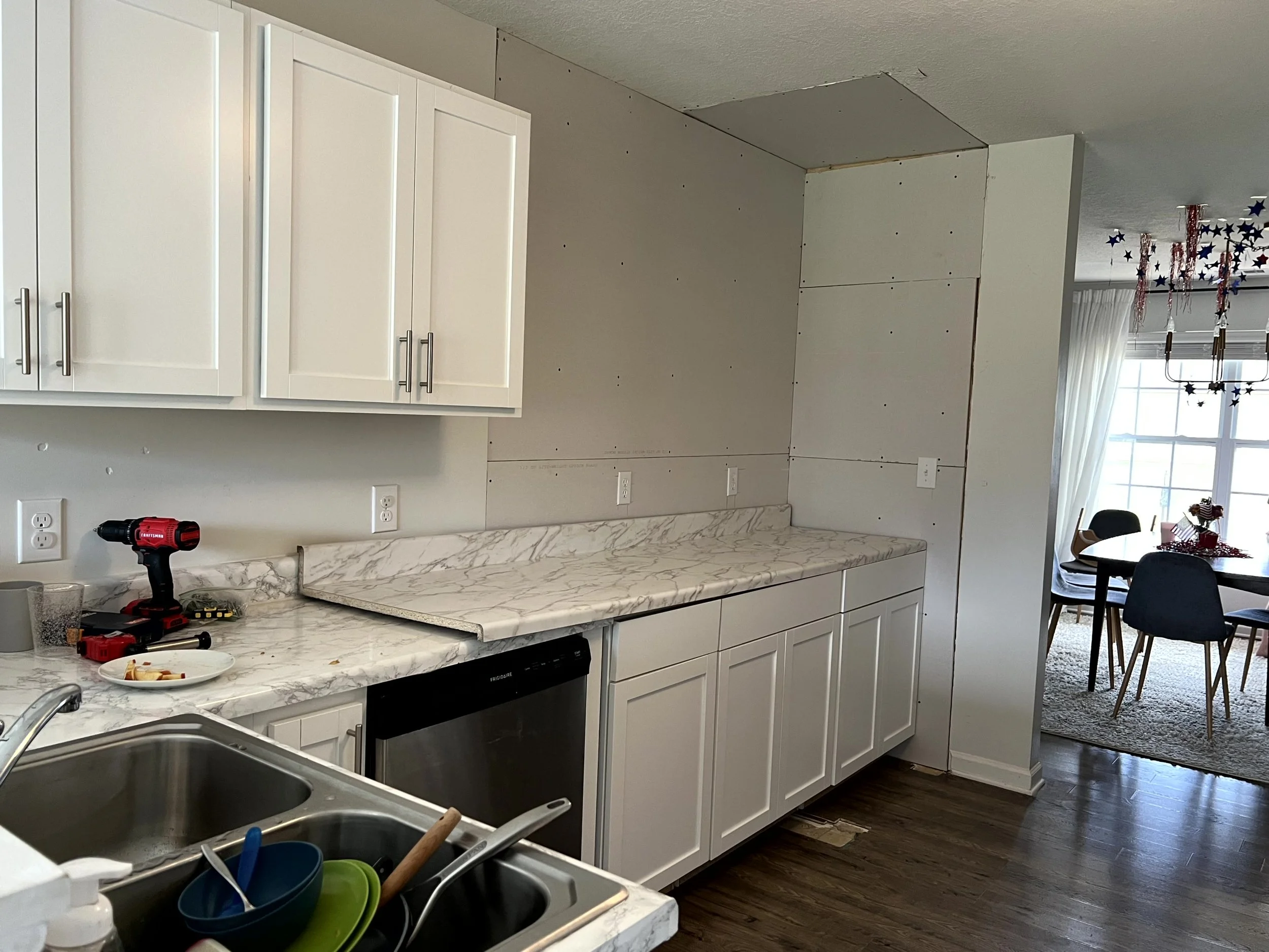  Put the counter top in place to see how much I needed to cut off  