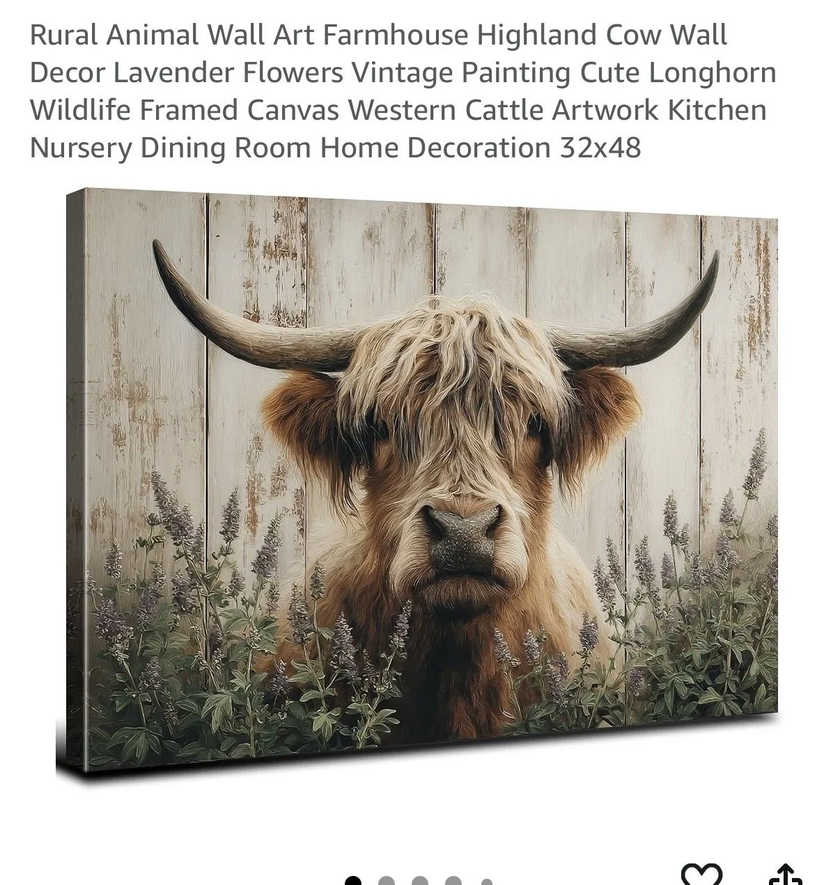  Amazon stock image of a highland cow looking through a field of lavendar 