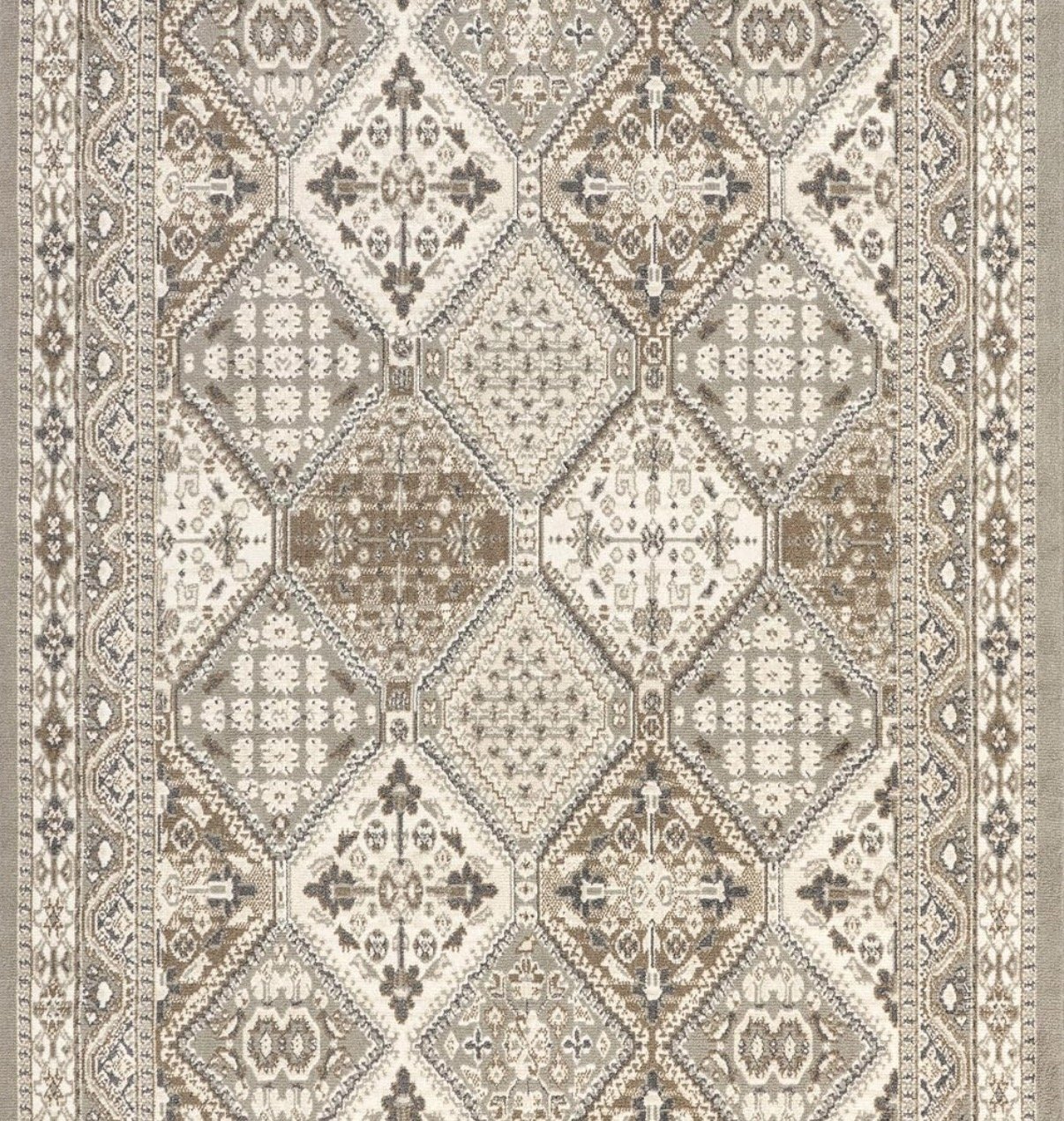  amazon stock image of a brown and cream rug 