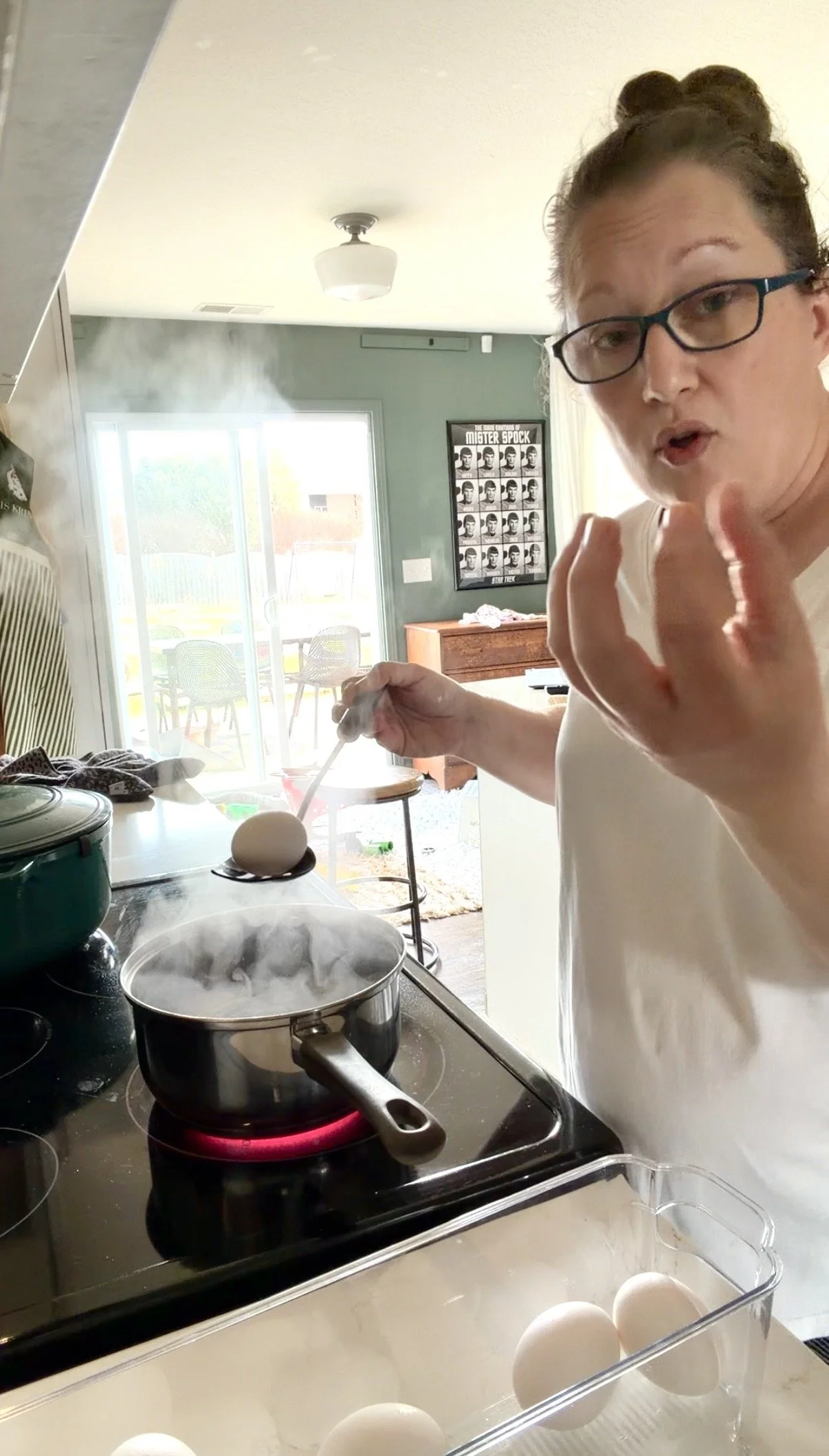 It pulls the egg white away from the shell