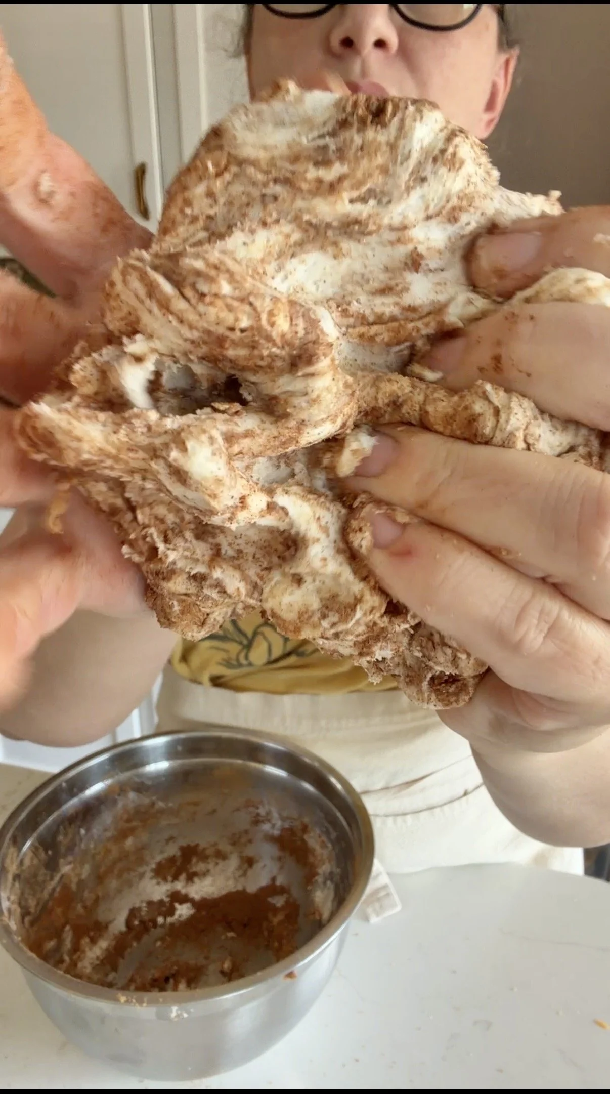 Close up of the cinnamon brown sugar dough