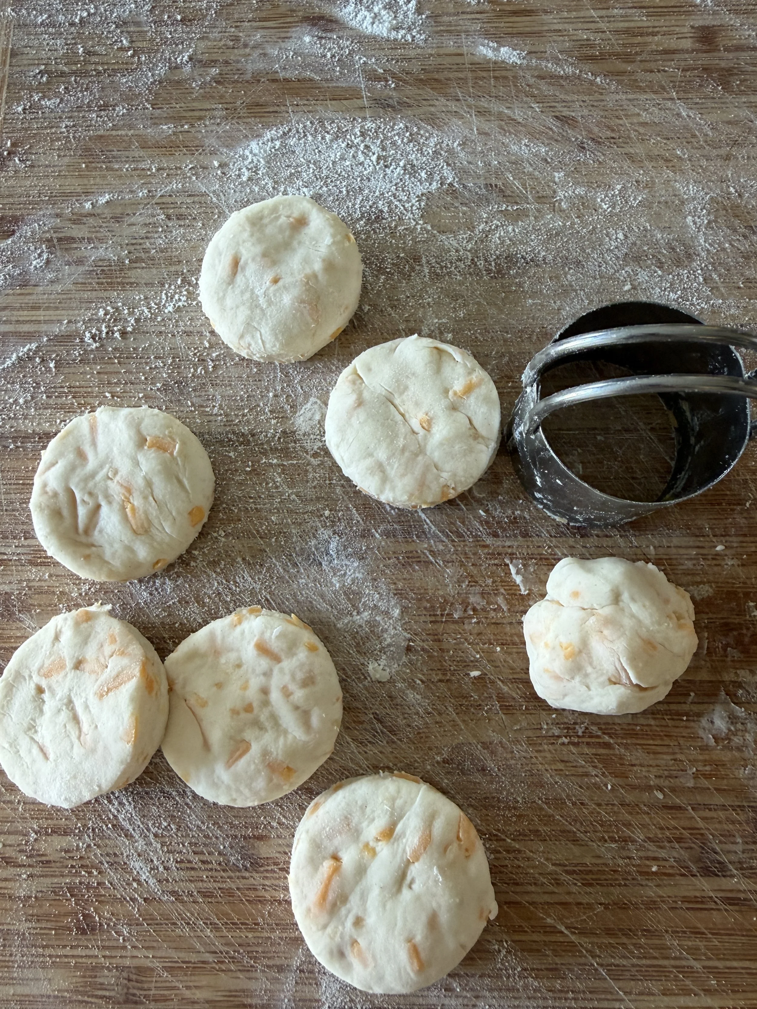 Cheddar and garlic biscuits ready for the oven