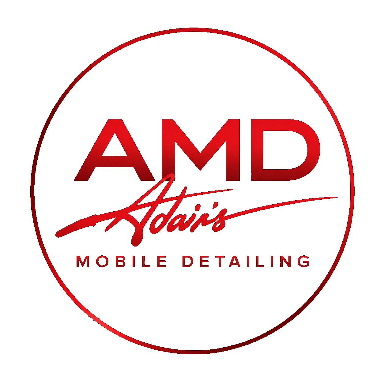 Red circular logo with the text 'AMD' in large letters, 'Davis' in cursive, and 'Mobile Detailing' at the bottom, on a black background with blue accents.