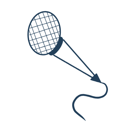 Outline drawing of a microphone with a cord.